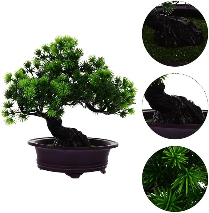 PRETYZOOM Realistic Artificial Potted Pine Bonsai Tree Fake Bonsai Plant for Room Dec