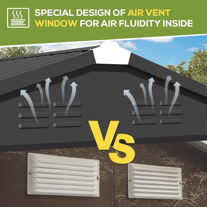 U-MAX 10' x 8' Storage Metal Shed, Dark Grey Large Outdoor Sheds & Outdoor Storage Clearance 8x10, Lockable Garden Shed, Utility and Tool Storage for Garden, Backyard, Patio and Outside Use