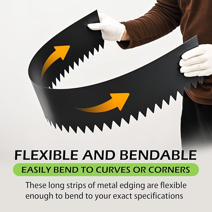 Landscape Edging Kit, 6PCS 40" L x 10" H (20ft Total) Galvanized Steel Landscape Lawn Edging Powder for Lawn Yard, Coated Bendable Metal Strips, No-Dig Hammer-in Edging Border w/7Clips