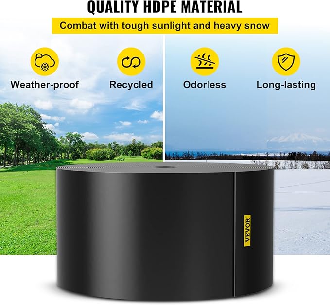 VEVOR Landscape Edging, 10 inch Depth 60 ft Total Length, Recycled HDPE Coiled Terrace Board, Flexible Bender Border for Landscaping, Lawn, Garden, Yard, Against Invading Weeds, Black