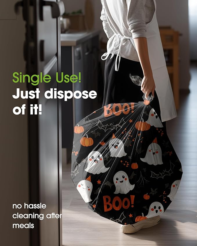 Pureegg Plastic Table Cloth Disposable 8 Pack, 54 x 108 Inch Table Cloths, Vampire Party Decorations, Halloween Tablecloths, Rectangle, Plastic Cover, Leakproof & Sturdy, Halloween Black