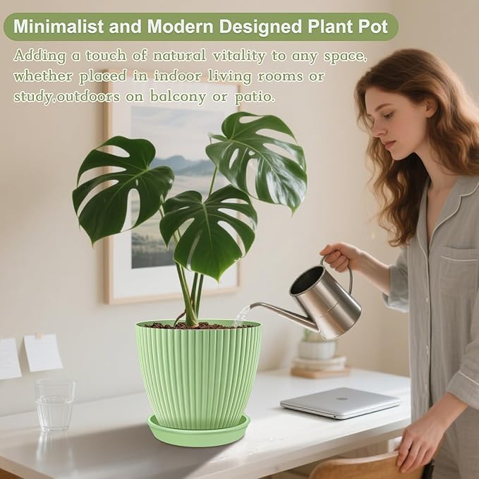 SupKing Plant Pots 5/4/3.5 Inch Set of 3,Small Mini Cute Plastic Flower Pots Planters with Mesh Drainage Holes Green Pink Blue Nursery Round Planting Pot for Indoor Outdoor Garden Plants