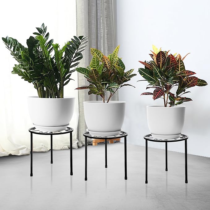 GARDIFE 12/10/9 inch Plant pots, Plastic Large planters for Indoor Plants, Flower pots, White