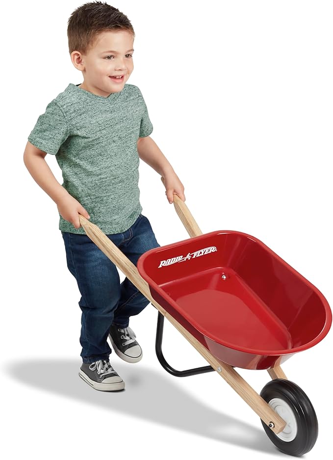 Wagon for Kids, Rolling Cart, Garden Cart on Wheels, Baby Wagon, Radio Flyer Kid's Wheelbarrow, Red, for Ages 3+ Years