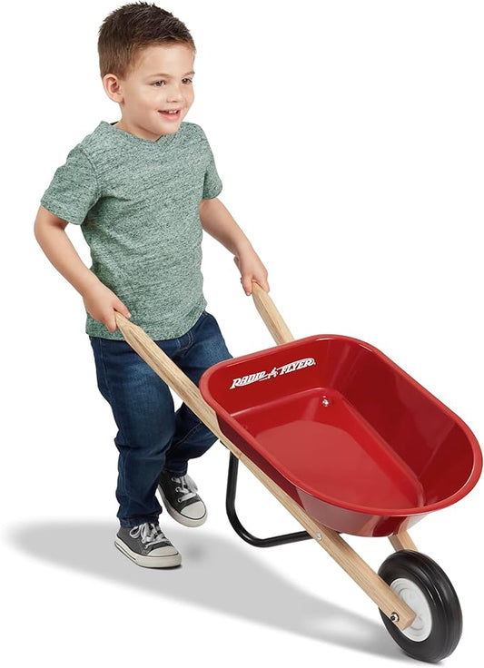 Wagon for Kids, Rolling Cart, Garden Cart on Wheels, Baby Wagon, Radio Flyer Kid's Wheelbarrow, Red, for Ages 3+ Years