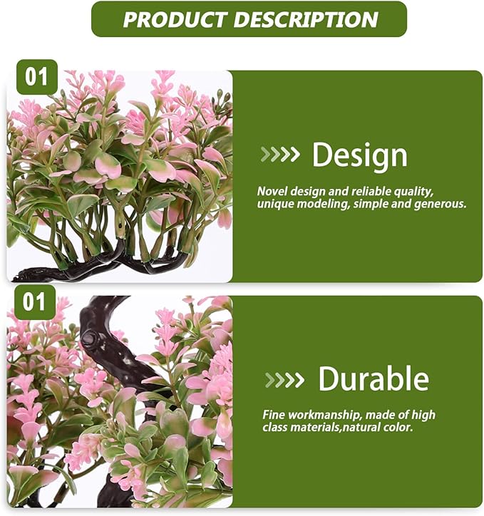 EXCEART Artificial Bonsai Plant Simulation Plants for Home Decor Faux Potted Bonsai Ornament No Maintenance Required for Office and Spaces