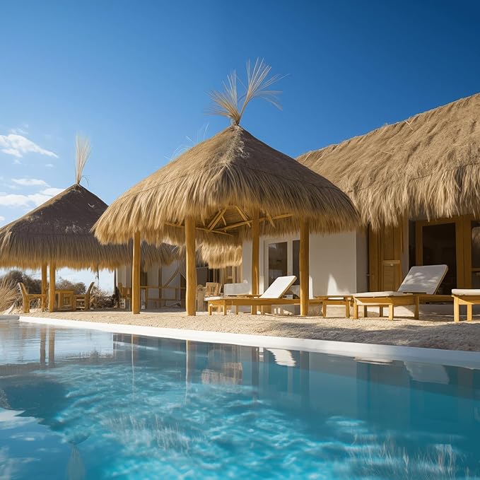 120" Tiki Thatch Grass Roof, Mexican Artificial Straw Roll for Tiki Bar Hut Party Garden Fence Patio DIY Crafts,Palapa Thatch Roofing Duck Blind Grass Hay Bales for Decoration (10ft x 16in, Yellow)