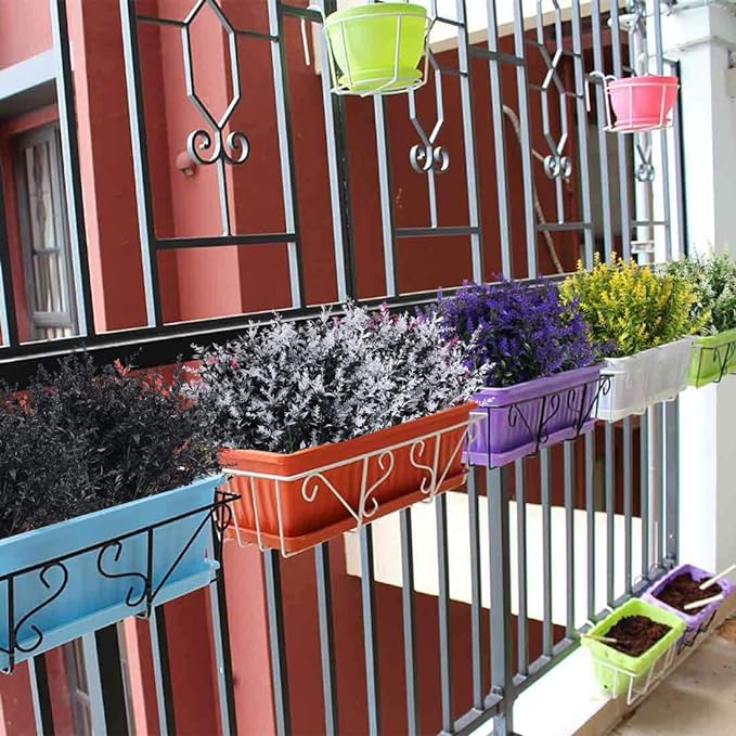 RECUTMS 8 Bundles Artificial Flowers Outdoor UV Resistant Fake Flowers Fake Outside Plants Plastic Outdoor Flowers for No Fade Faux Plastic Plants Garden Porch Window Box Décor(Black+White)