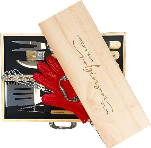 Personalized Wedding Gifts, 11 Pcs Stainless Steel Barbecue Grilling Accessories, Customized BBQ Wedding Gifts, Wedding Gifts For Couple & Newlyweds, Wedding Gift Ideas, Custom Wedding Gift, BBQ Tools