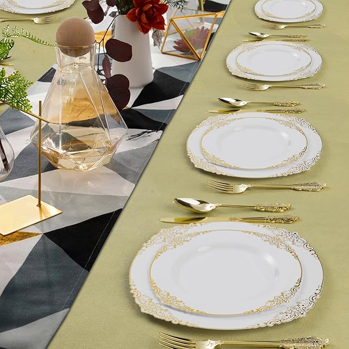 75PCS Gold Plastic Silverware for 25 Guests, Heavy Duty Gold Disposable Utensils Sets, Includes 25 Forks, 25 Spoons, 25 Knives, Elegant Cutlery Perfect for Wedding, Party