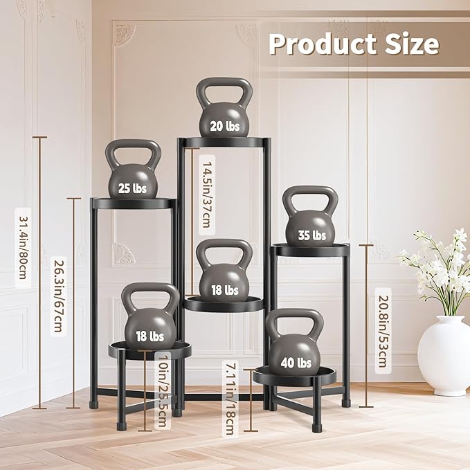 LASZOLA 6 Tiered Folding Plant Stand Indoor for Multiple Large Planter, Tall Heavy Duty Adjustable Rack with Rust Proof 10 Inch Wide Tray, Sturdy Vertical Tree Organizer for Narrow Inside Floor, Black