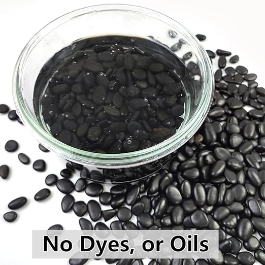 2LB Succulent and Cactus Black Pebbles, 3/8 Inch Natural Decorative Polished Stones, River Rocks for Indoor Plants, Vases, Planters and Outdoor Gardening