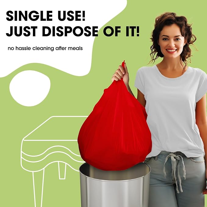 Pureegg Plastic Table Cloth Disposable 8 Pack, 54 x 108 Inch Table Cloths, Valentines Day, Thanksgiving, Christmas Decorations, Fall Tablecloths, Rectangle, Plastic Cover, Leakproof & Sturdy, Red