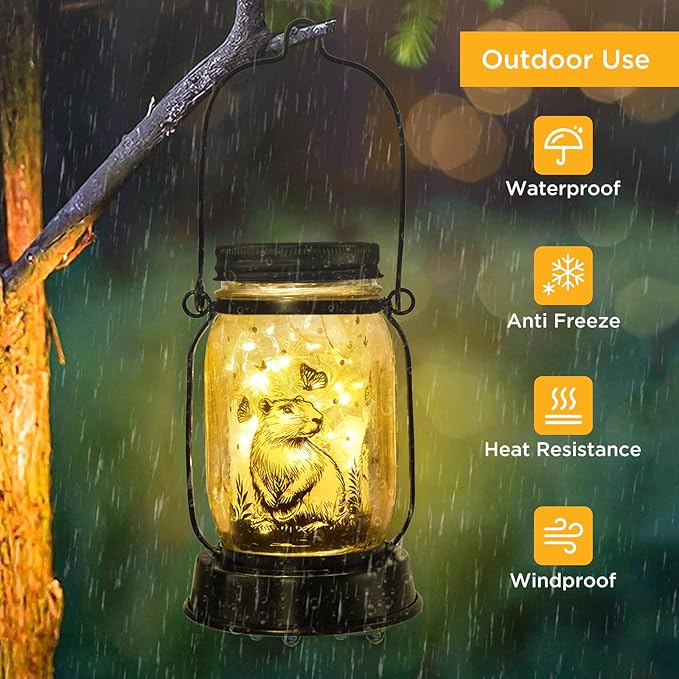 Capybara Gifts for Women/Men Capybara Solar Lanterns Mom Grandma Birthday Present Lantern Memorial Lights Solar Garden Decoration Outside for Yard, Patio,Backyard,Porch Torches