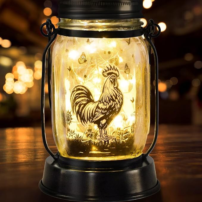 kyoryuger Chicken Gifts for Women/Men Cock Lovers Solar Lantern Mom Birthday, Mothers Day, Solar Garden Decoration Outside for Yard, Patio,Backyard,Porch, Torches