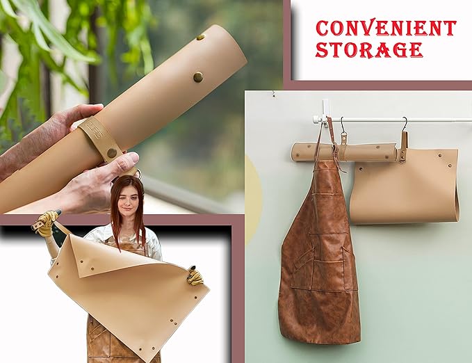 Leather Plant Repotting Mat Waterproof Transplanting Mat Indoor Succulent Potting Portable Gardening Mat, 30" X 18" Thickened Foldable Plant Potting Tray and Mess Control mat