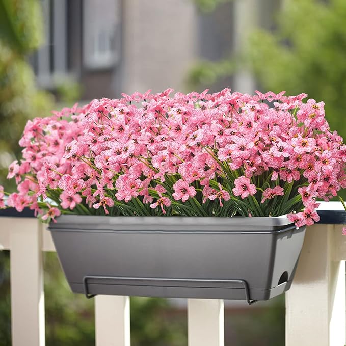 20 Bundles Artificial Flowers, Outdoor Indoor UV Resistant Fake Flowers No Fade Faux Plastic Plants Garden Porch Window Box Decoration