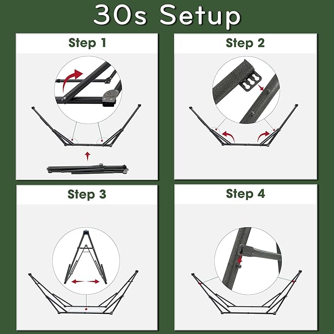 Tranquillo 2 in 1 Hammock and Swinging Chair with Collapsible Steel Stand & Carrying Case, Portable & Adjustable, 30s Set Up for Outdoor, Indoor, Porch Swing, Patio, Garden, Camping Trip, Green