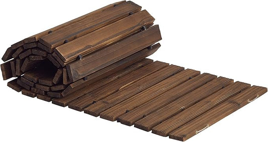 FILWH Wooden Garden Pathway Outdoor Roll-Out Walkway Weather-Resistant Fir Wood Curved or Straight Boardwalk Decorative Garden for Backyard,Beach,Wedding Party Pathways (Carbonized, 8FT Straight)