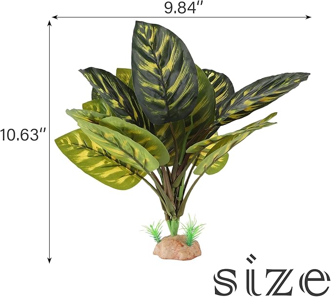 IBWell Terrarium Plants for Reptile Terrarium, Reptile Plants Tortoise Habitat Accessories, Artificial Spider Plant for Gecko, Ball Python, Tortoise Terrarium Décor - Peacock Prayer