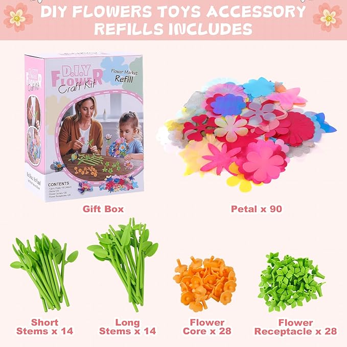 M SANMERSEN Toys Accessories Flower Bouquet Craft Kits Accessories for Making Flowers, DIY Arts & Crafts Accessories-Flowers Market Toy Parts for Kids Toddler Ages 4 5 6 7 8 Year Old Boys