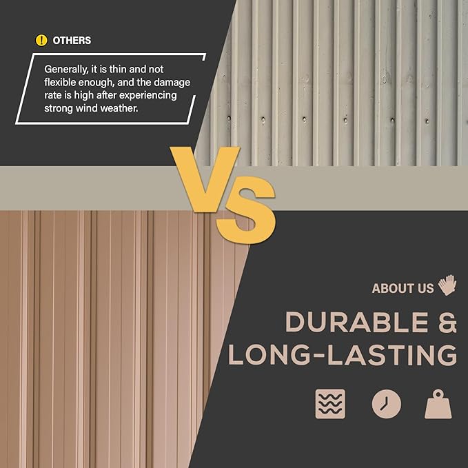 U-MAX Shed 10' x 12' Storage Shed Large, Metal Sheds & Outdoor Storage 10x12, Lockable Outdoor Shed Utility and Tool Storage for Garden, Backyard, Patio, Outside in Grey