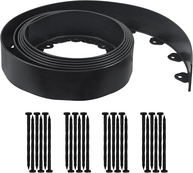 Gardzen Landscape Edging Kit, 20-Foot Long, 3-Inch Tall, No Dig Garden Edging Border for Flower Beds, Tree Rings, Pathways, Includes 24 Spikes