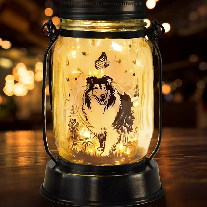 kyoryuger Sheltie Gifts for Women/Men Sheltie Solar Lanterns Dog Mom Birthday Dog Lovers Lantern Pet Loss Pet Memorial Lights Solar Garden Decoration for Yard, Patio,Backyard,Porch Torches