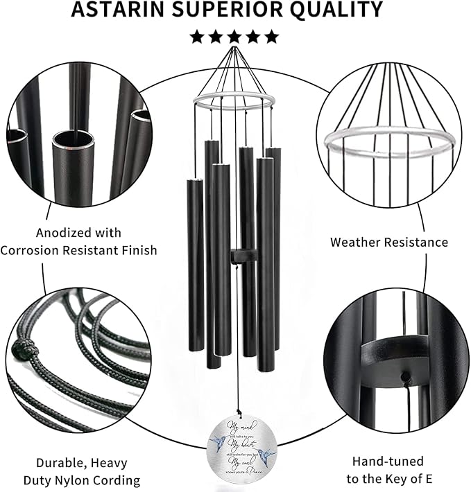 Personalized 36" Bereavement Wind Chimes for Outside, Memorial Gift in Remembrance of a Loved One, Sympathy Gift for Loss of Mother Father Husband, Garden Patio Decor