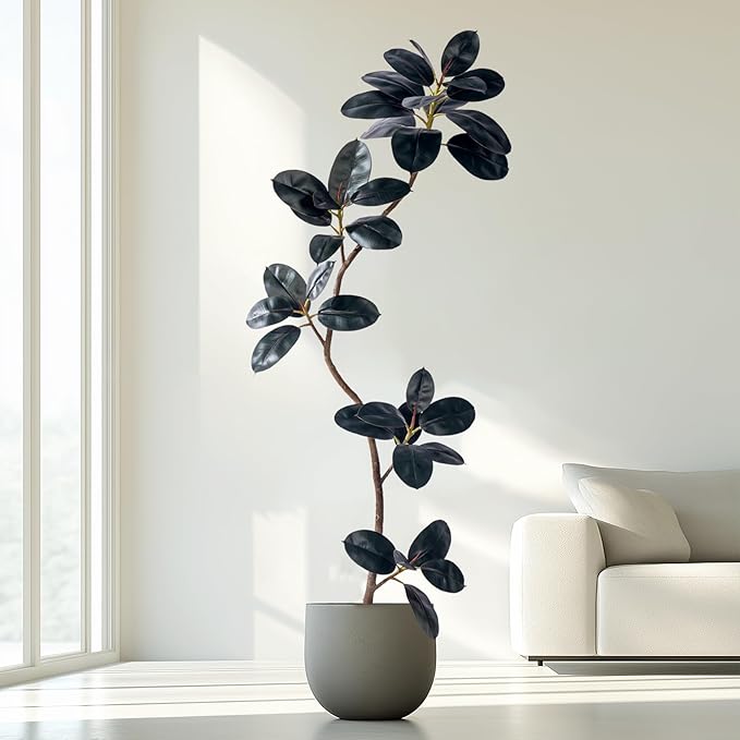 6ft Artificial Rubber Tree Faux Plants Indoor Faux Floor Artificial Trees Indoor,Fake Plant Fake Tropical Plants,Large Floor,Real Touch Rubber Tree for Home Decor