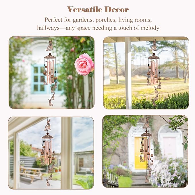 Dog Wind Chimes for Outside, 35‘’ Metal Dog WindChimes Gifts for Women/Men, Decoration for Outdoor, Home, Garden, Patio, Backyard