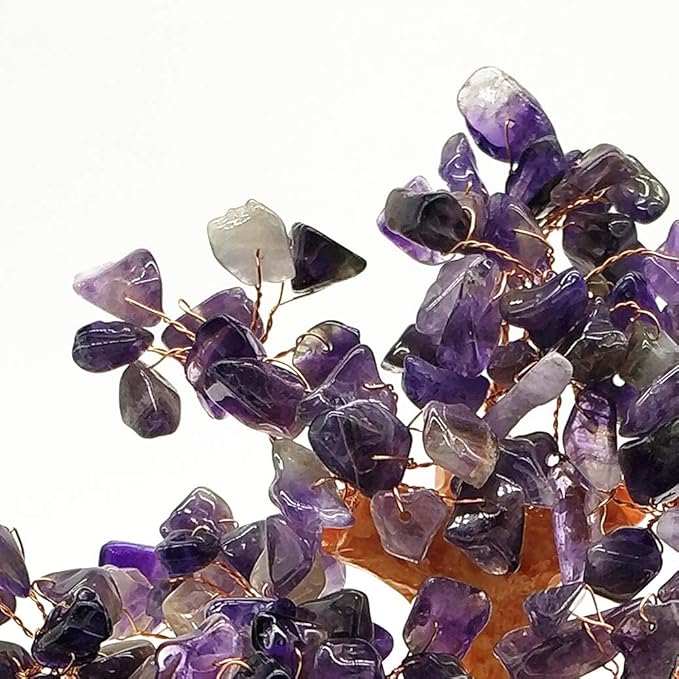 Feng Shui Quartz Crystal Money Tree Bonsai Style Decoration for Luck and Wealth (Purple)