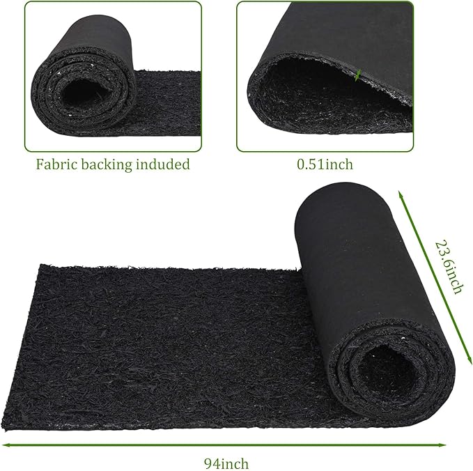 uyoyous Black Rubber Mulch Mat Roll, 8' x 2' Recycled Mulch Walkway Pathway, Permanent Garden Barrier Edging Border Mat, for Landscaping Outdoor