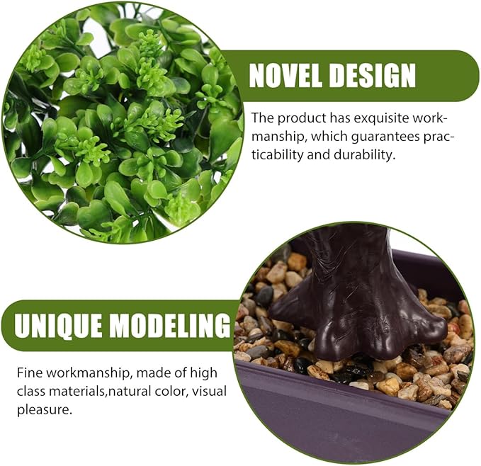 Cabilock Artificial Bonsai Tree, Fake Potted Bonsai Plants Decoration, Simulation Faux Plants Decor, Desktop Realistic Welcoming Pine Ornament for Home Office Entryway Chests Decor, Green