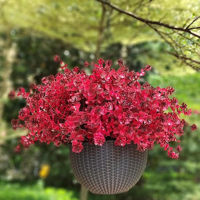 Artificial Mums Flowers Outdoor Plastic Plants - 12 Bundles Outside Face Fake Fall Flowers Greenery UV Resistant No Fade Faux Shrubs Home Garden Porch Patio Office Thanksgiving