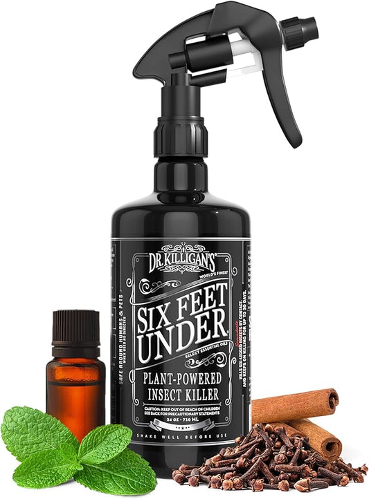 Dr. Killigan's Six Feet Under Plant Powered Insect Killer Spray | Indoor Natural Pest Control | Fleas, Pantry & Clothing Moths, Ants, & Cockroaches | Family Friendly, Pet Safe (24 oz)