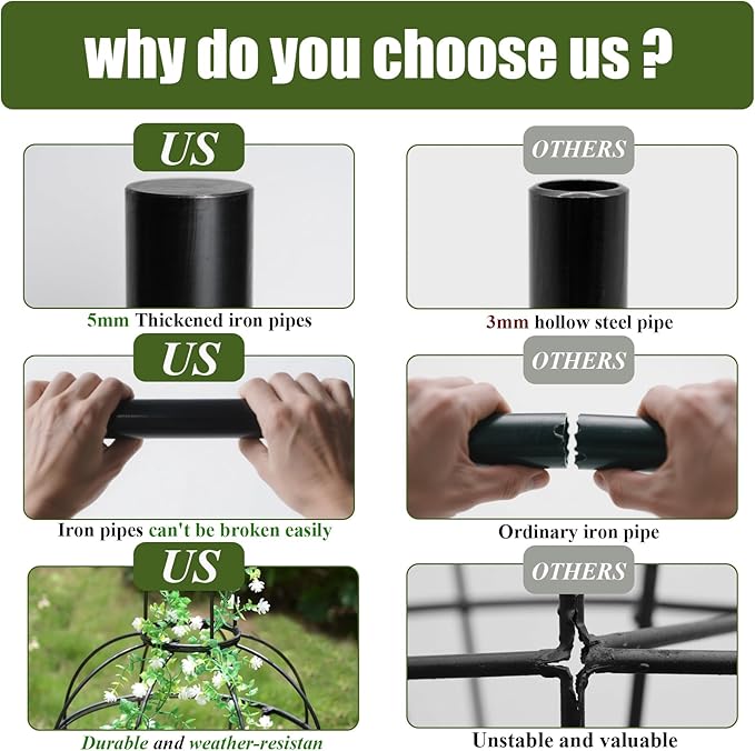 48.8"x17" Metal Obelisk Trellis for Climbing Plants | Unique Outdoor Support for Rose Bushes and Tall Vines | Durable & Weather-Resistant Garden Decor