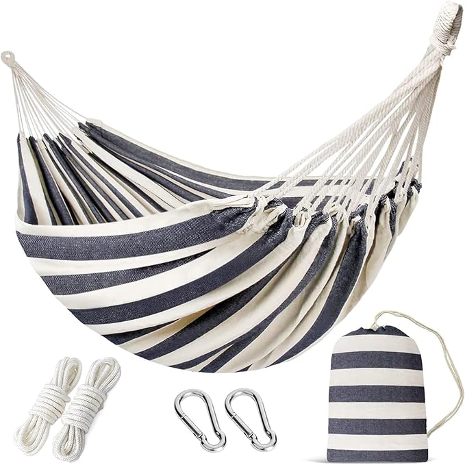 INNO STAGE Double Hammock - 2 Persons Portable Hanging Camping Bed, Blue, 118.3"L x 63"W, 350Lbs Capacity, Polyester, Supports Up to 350 lbs