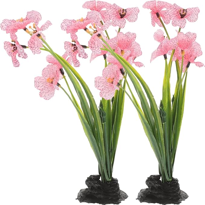 Balacoo 2 Pcs Pink Fish Tank Decor: Plastic Realistic Aquarium Plants, Silk Aquarium Plants for Betta Fish Tank Landscaping Decorations (Pink, 8.3 Inch)