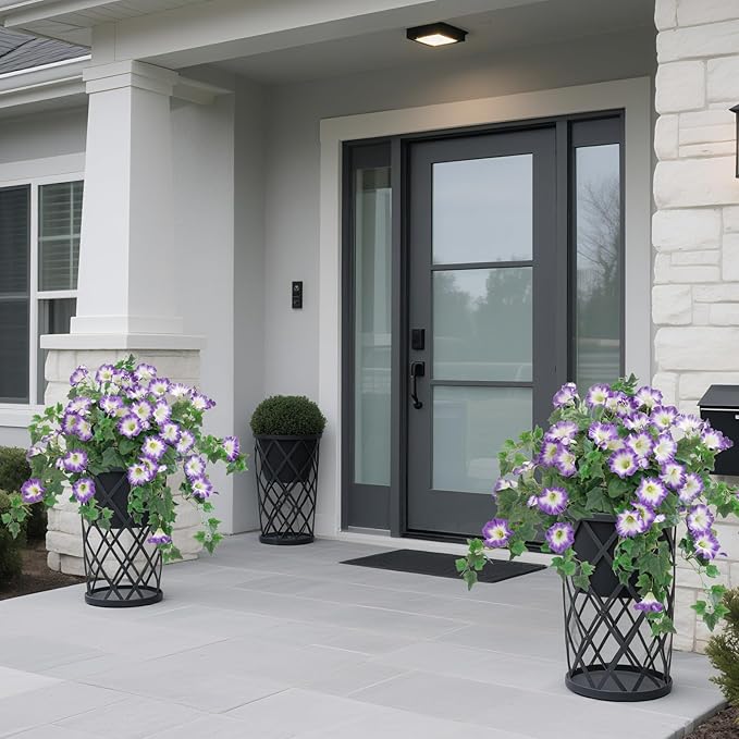 Artificial Fake Flowers Plants for Outdoor Decoration, 2PCS Faux Petunias Silk Plants UV Resistant Realistic Porch Garden Balcony Decor, Fake Flowers for Outdoor Planters Home Decor(Pure purple)