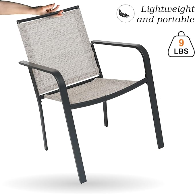 Patio Dining Chairs Set of 2 with Textilene mesh Fabric, Outdoor Space Saving Lawn Chairs for Porch Garden Backyard Poolside Sling Chairs,White