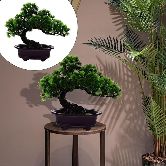 PRETYZOOM Realistic Artificial Potted Pine Bonsai Tree Fake Bonsai Plant for Room Dec