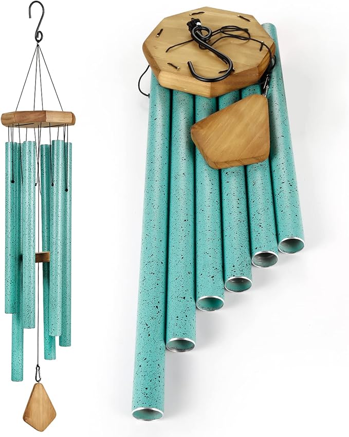 Large Wind Chimes for Outside Deep Tone, Big Wind Chime with Turquoise Finish Outdoor Clearance for Garden,Yard,Patio Decor (Blue Patina, Large, 42)