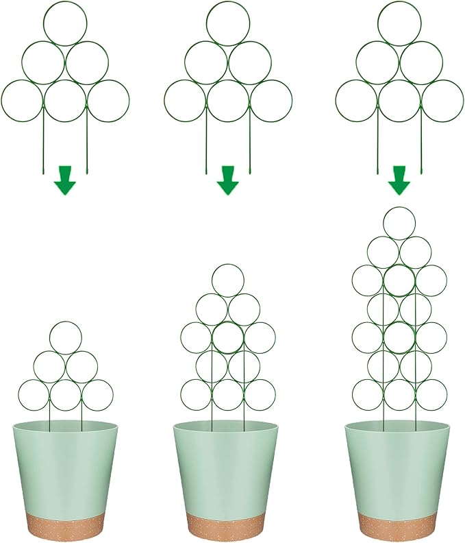 Trellis for Potted Plant Trellis Indoor, Stackable Indoor Trellis for Climbing Plants Support, 3 Pack Small Metal House Plant Trellis for Garden Vines, Flower and Christmas Tree
