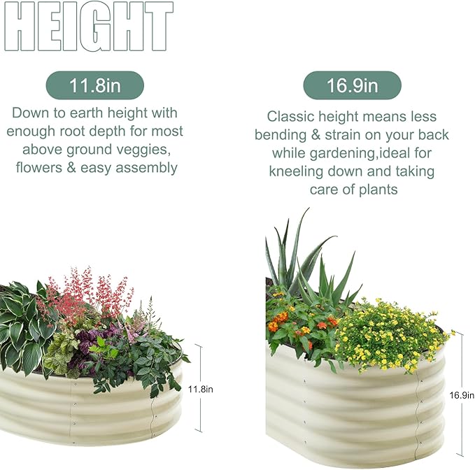 2Pcs 12" Tall Black Oval Galvanized Steel Raised Garden Bed - 7x3ft Modular Metal Planter Box for Outdoor Gardening, Durable Metal Raised Flower Beds Outdoor Large Planters for Porch & Yard