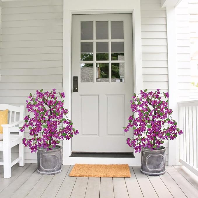 Briful Artificial Bougainvillea Plant in Black Pot 29.5" Tall Faux Silk Bougainvillea Floral Tree Tropical Fake Bougainvillea Tree for Home Office Room Garden Balcony Décor(Purple)