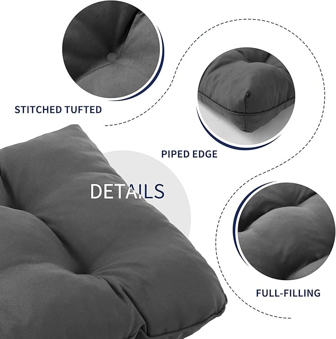 Outdoor Bench Cushion, 59x18x5 Inch, Waterproof Bench Cushion for Outdoor/Indoor Furniture, Tufted Patio Bench Seat Cushion, Fade Resistant Outdoor Cushions for Porch Swing Couch, Dark Grey