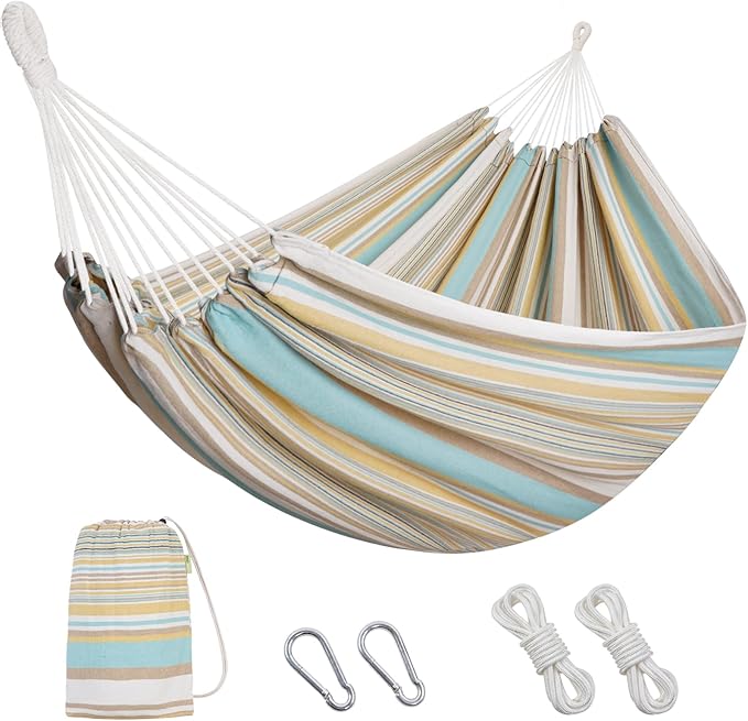 INNO STAGE 2 Persons Hammock - Brazilian Double, Portable Camping Bed for Patio, Backyard, Porch, Outdoor & Indoor Use - Soft Cotton with Carrying Bag