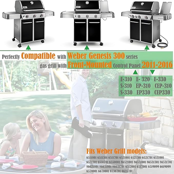 Genesis Grill Parts for Weber E310 E320 E330 EP310 EP320 EP330, 17.5” Flavorizer Bars 7620 Heat Deflector 7622 Burner Tube 62752 for Weber Genesis 300, Grill Replacement Parts for Weber Accessories