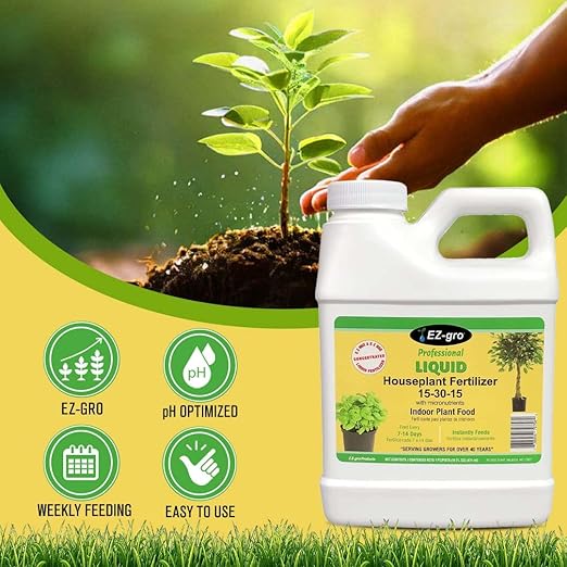 EZ-GRO House Plant Fertilizer 15-30-15, Indoor Plant Food - Concentrated Liquid Fertilizer with High Phosphorus | Liquid Plant Food for Houseplants | Specially Made for The Nutrition of Indoor Plants